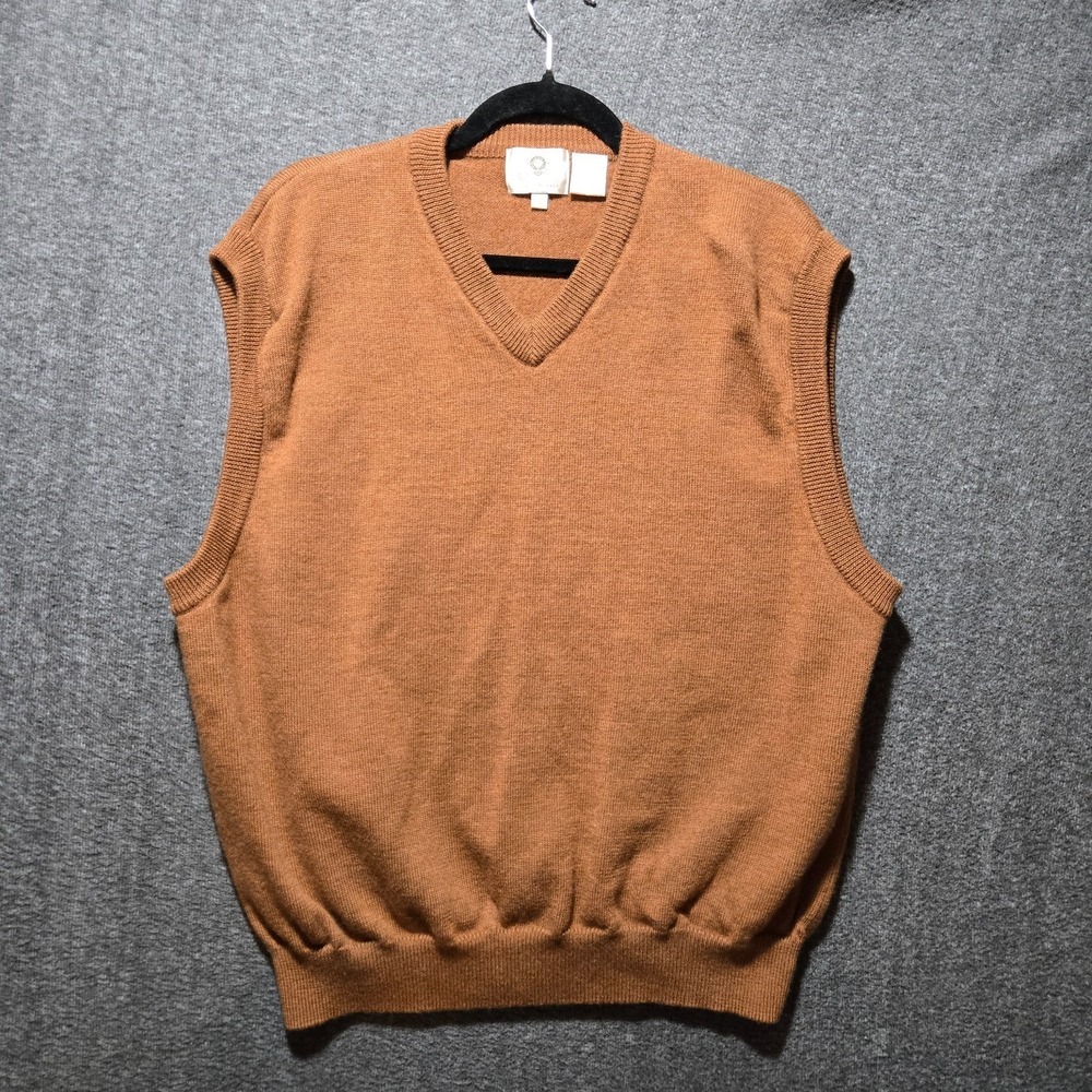Viyella Brown Merino Wool V-Neck Jumper‎ Sweater Vest Mens Size 2XL fits XL